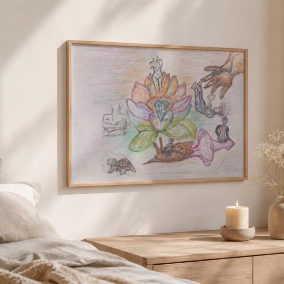 Gerahmter Fine Art Print „Bloom From Within“ mit farbiger Blüte